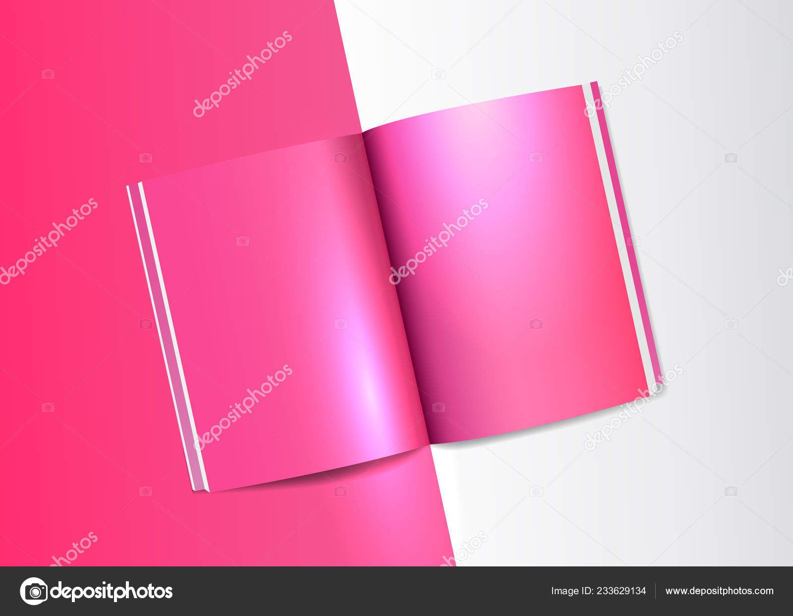 Download Realistic Template Open Book Magazine Booklet Spread Pink Color Light Stock Vector C Anachoreta 233629134 PSD Mockup Templates