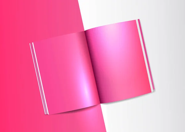 Modello Realistico Libro Aperto Rivista Libretto Diffuso Colore Rosa Con — Vettoriale Stock