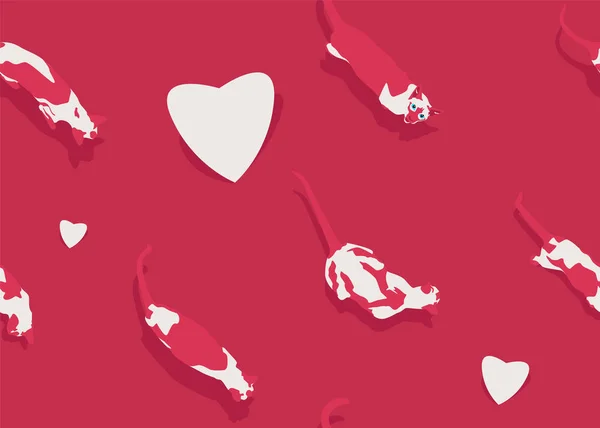 Праздником Влюбленных Векторная Иллюстрация Концептуальная Карта Любви Сиамским Котом Сердцем — стоковый вектор