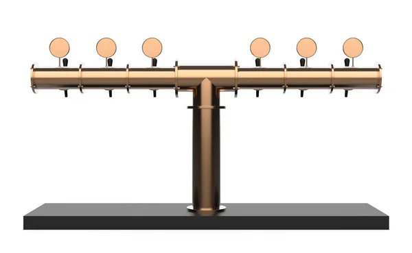 3d illüstrasyon izole beyaz arka plan üzerinde bar ekipmanları için. Metalik bira pompa kule render kolu ve dağıtıcı ile. Alkollü in nesne. Karanlık ışık sahne. Gerçekçi yansımalar ve gölge.