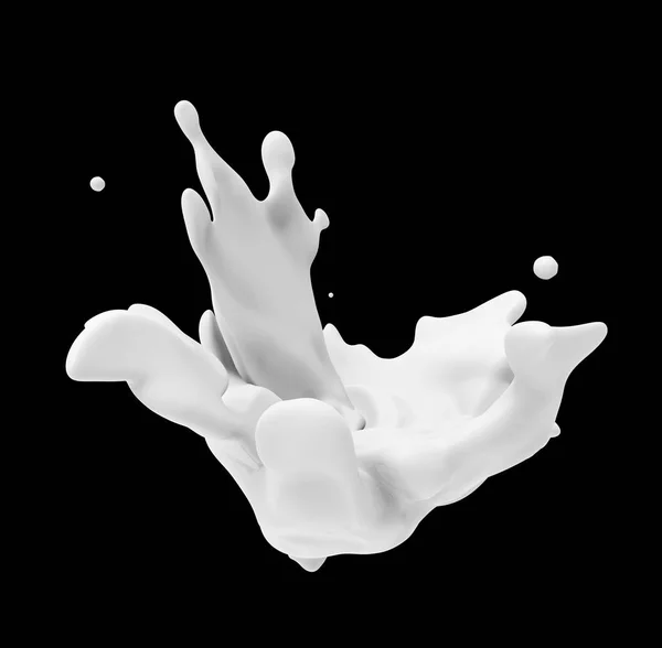 Vernice Bianca Liquido Vortice Spruzzi Liquido Isolato Sfondo Bianco Illustrazione — Foto Stock