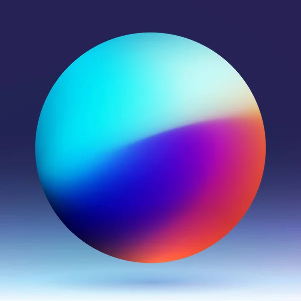暗い青色の背景にグラデーション メッシュ ベクター グラフィックを惑星 モダンな様式化されたアイコン 抽象的な宇宙の本体 色ボール デザイン 光と反射 多色オーバーフロー球体オブジェクト — ストックベクタ