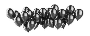 Beyaz arka plan üzerinde izole balonlar grafit grup. 3D render illüstrasyon. Tarzı görselleştirme. Tatil nesne kompozisyon.