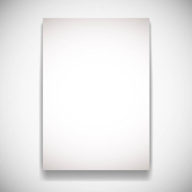 Beyaz duvar gölgeli gerçekçi kağıt kart. Vektör çizim. Office ya da eğitim dikey yönetim kurulu için baskı, poster, afiş. Gösteri bill mockup. Görsel öğe şablonu reklam.