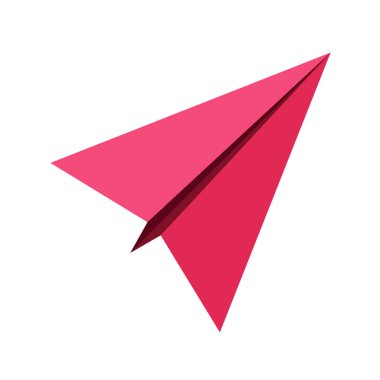 Kırmızı posta kağıt uçak simgesi izole vektör nesnesi