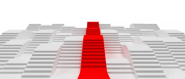 White And Red Stair Abstract 3d Render Concept