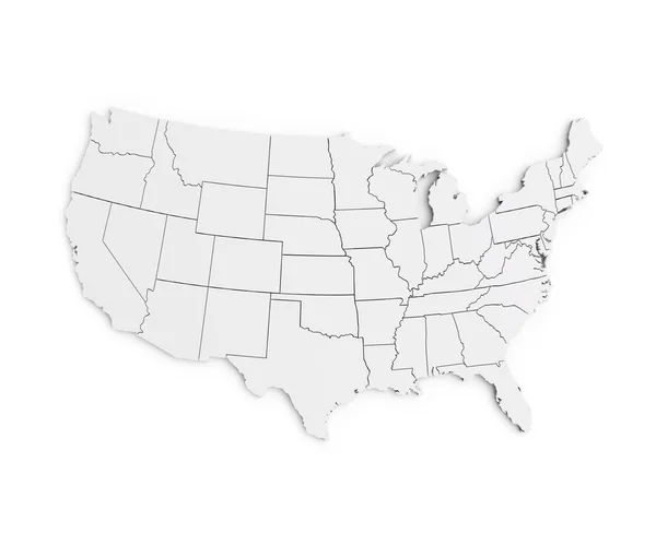 Stati Uniti d'America Mappa 3d Render USA White — Foto Stock