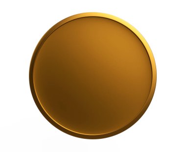 Altın düğme madalya simge Coin 3D render şablonu