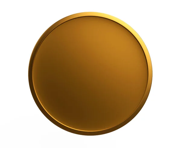 ゴールドボタンメダルアイコンコイン3Dレンダーテンプレート — ストック写真