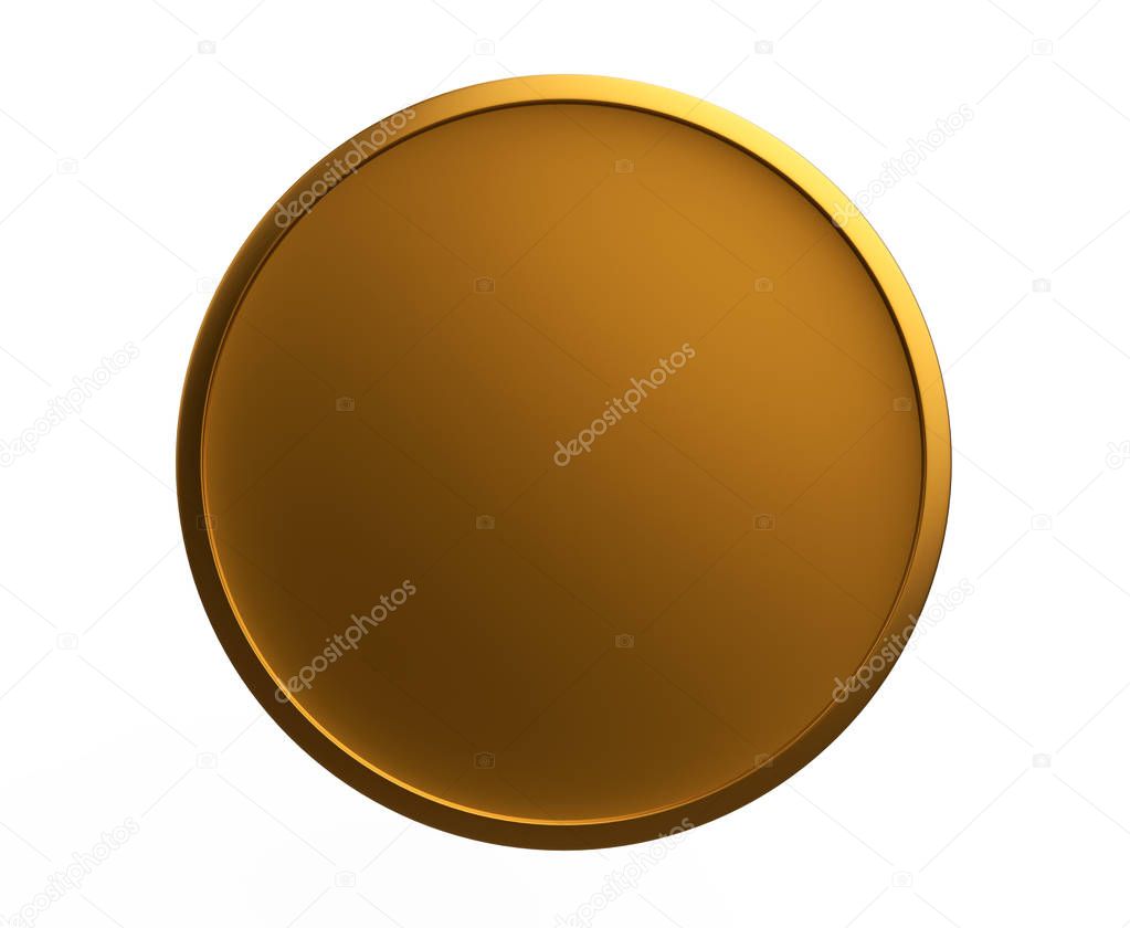Gold Button Medal Icon Coin 3d Render Template