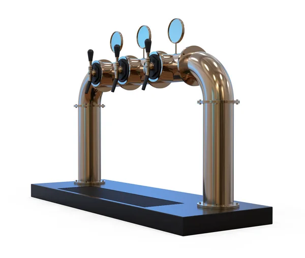 Bierturm 3D machen drei Kräne Bar Pumpe real — Stockfoto