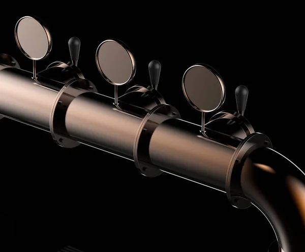 Barra de la bomba de la torre de la cerveza 3d renderizar tubo de bronce oscuro — Foto de Stock
