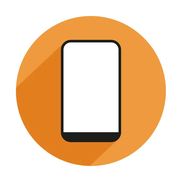 Vector de teléfono móvil Icono en blanco círculo amarillo redondo — Archivo Imágenes Vectoriales