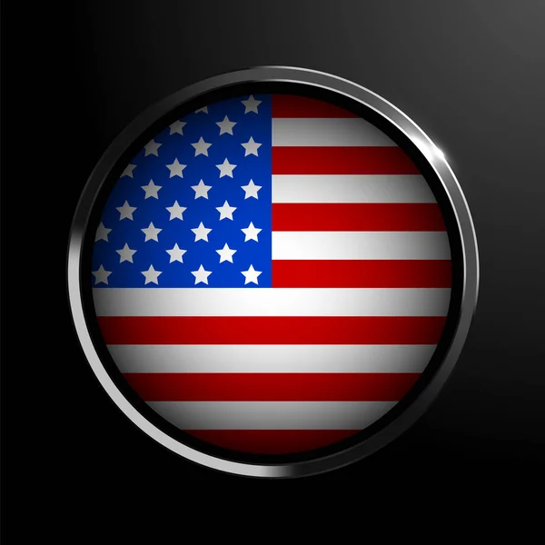 United States Of America Flag In Metal Round Frame — Stockový vektor