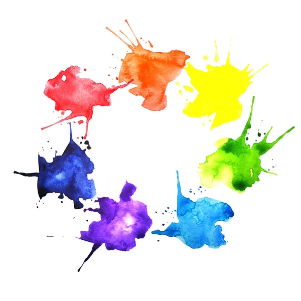 Ручной Рисунок Акварелью Цветовое Колесо Акварели Изолировано Белом Фоне Стоковое Фото