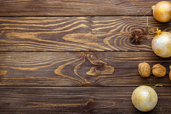 Christmas balls decor on old wood background — Stock Photo, Image