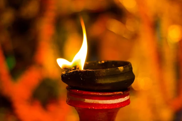 Lampa Świeci Gliny Szczycie Gliny Stać Lub Kult Idol Durgapuja — Zdjęcie stockowe