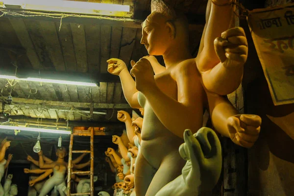 Kumartuli West Bengal India Luglio 2018 Idolo Argilla Della Dea — Foto Stock