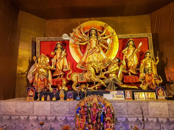 Ottobre 2018 Calcutta Bengala Occidentale India Godess Durga Idol Pandal — Foto Stock