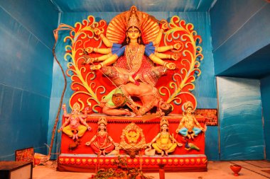 Ekim 2018, Kalküta, Batı Bengal, Pandal.Durga Puja India.Godess Durga Idol Bengalli toplum için en önemli dünya çapında hindu Festivali olduğunu.