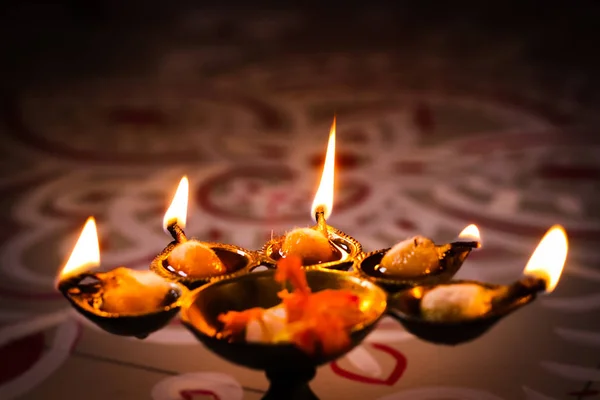 Multi Flame Lamp Panchapradip Offering God Worship — Stock Photo, Image