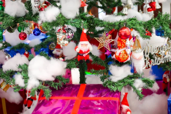 Vánoční Dekorace Bubny Karamely Dárek Zvony Koule Boxy Boty Hvězdy — Stock fotografie