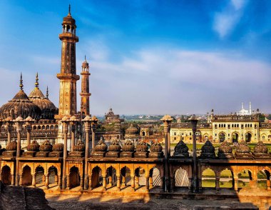 lucknow city scape horizon viewed from top of bara imambara. luc clipart