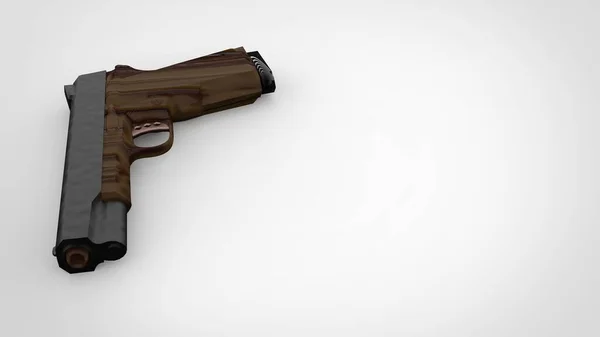 3D візуалізація пістолета з низьким полігоном на білому тлі — стокове фото