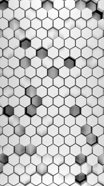 Altıgen soyut 3d arkaplan, dikey portre yöneliminde altıgen desenli beyaz duvar