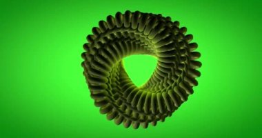 Gökyüzü yeşil gradyan arkaplan ile Matt çimen torus bükülmüş spiral 3D soyut döngü animasyonu.