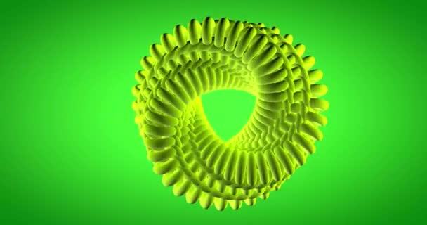 Animație Abstractă Buclă Spirală Răsucită Din Torus Iarbă Fluorescentă Mat — Videoclip de stoc