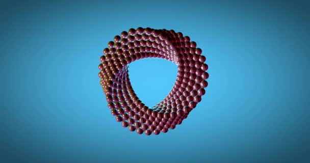 Abstract Looping Animation Twisted Spiral Made Shiny Plastic Red Spheres — Stock Video