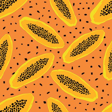 Papaya meyve, iyi yemek, tropikal egzotik meyve--vektör ile Seamless Modeli