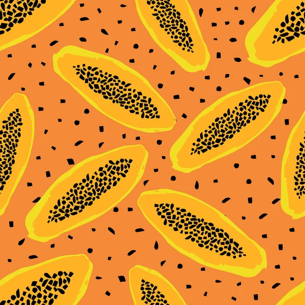 Seamless Pattern Papaya Fruit Good Food Tropical Exotic Fruits Vector Vector Graphics