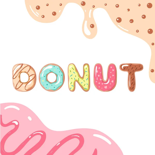 Donut lettertype op wit — Stockvector