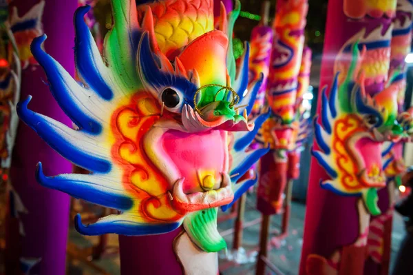 Colorful Chinese Joss Sticks Dragon Sculpture — Stock Photo, Image