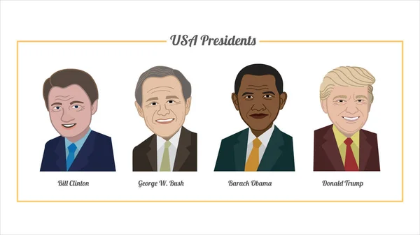 2019年6月9日 矢量平面风格图标集著名的美国总统收藏肖像 — 图库矢量图片