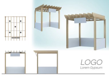 Market kiosk, Satış mağazası, Etkinlik Ve Sergi standı 3d render