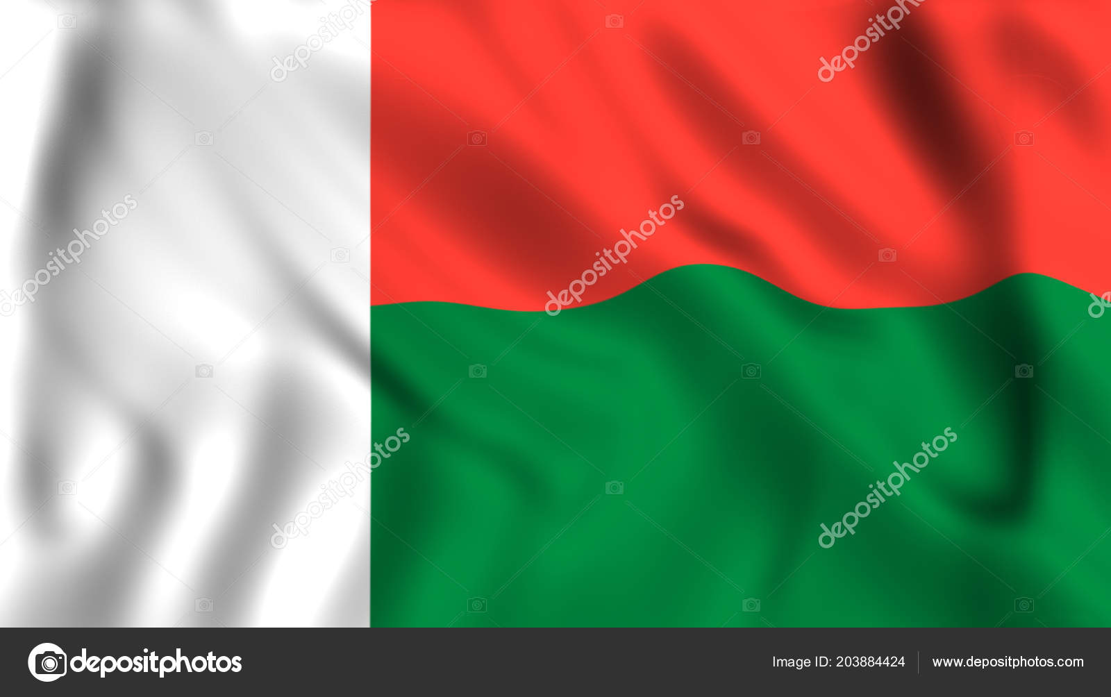 Madagascar Flag Waving Symbol — Stock Photo © MartinHolv 203884424