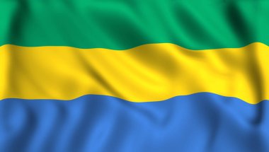 Gabon bayrağı rüzgarda dalgalanıyor