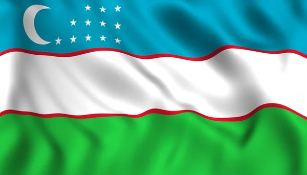 Oezbekistan Vlag Zwaaien Symbool — Stockfoto