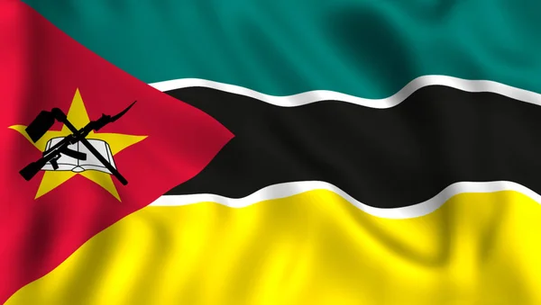 Mozambique Vlag Zwaaien Symbool — Stockfoto