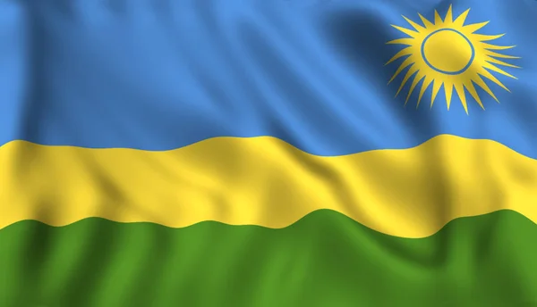 Прапор Руанди Махає Вітром Ліцензійні Стокові Зображення