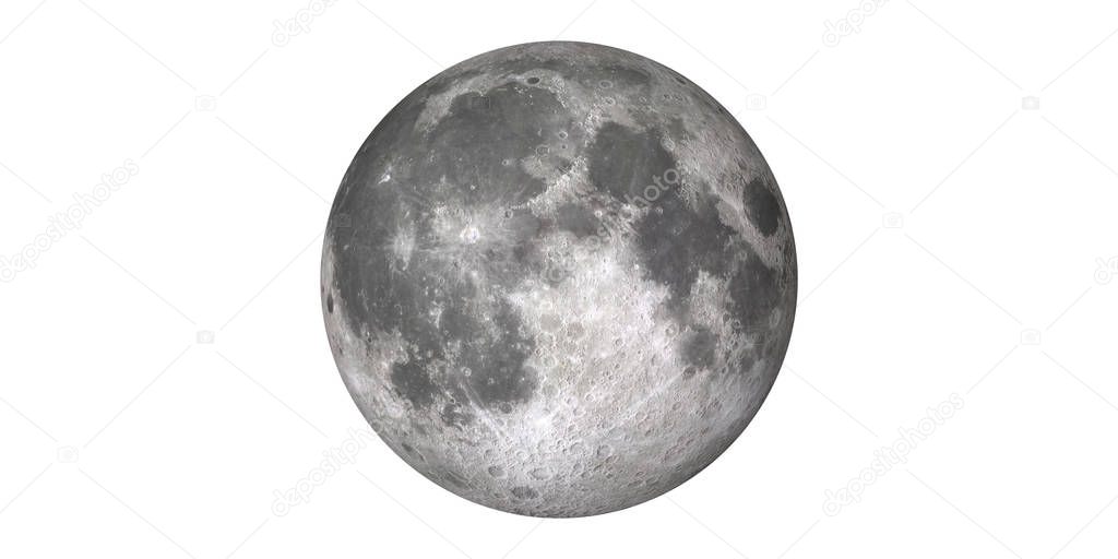 Moon earth orbit white background