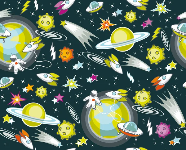 Textura Perfecta Del Espacio Negro Infinito Con Objetos Fondo — Vector de stock