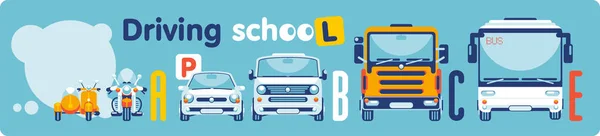 École de conduite sur les catégories de transport — Image vectorielle