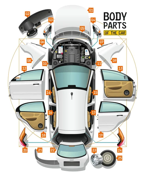 Pièces de carrosserie de la voiture — Image vectorielle