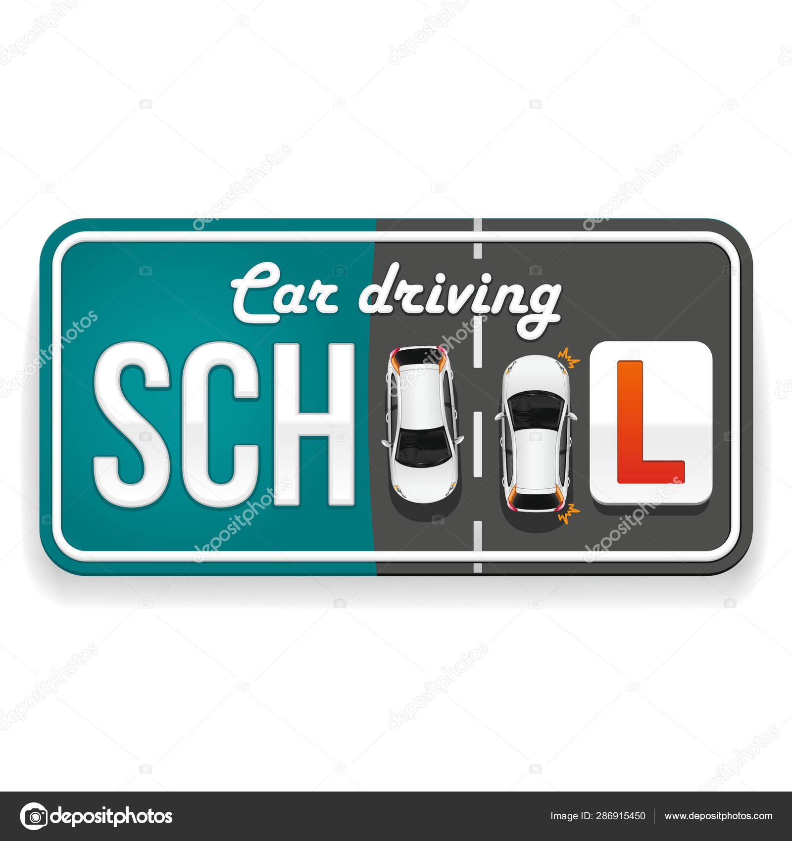 Driving School Signboard in the Form of a Car Number Stock Vector Image