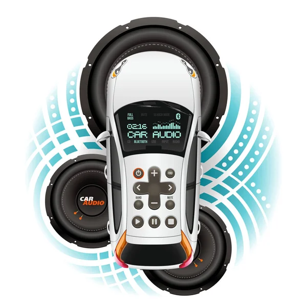 Sistema audio dell'automobile con telecomando — Vettoriale Stock