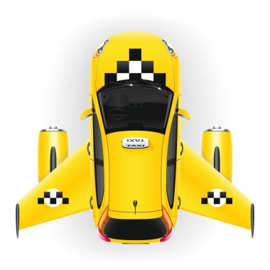 Uçak Kanatları ve Motorları ile Hızlı Taksi Arabası